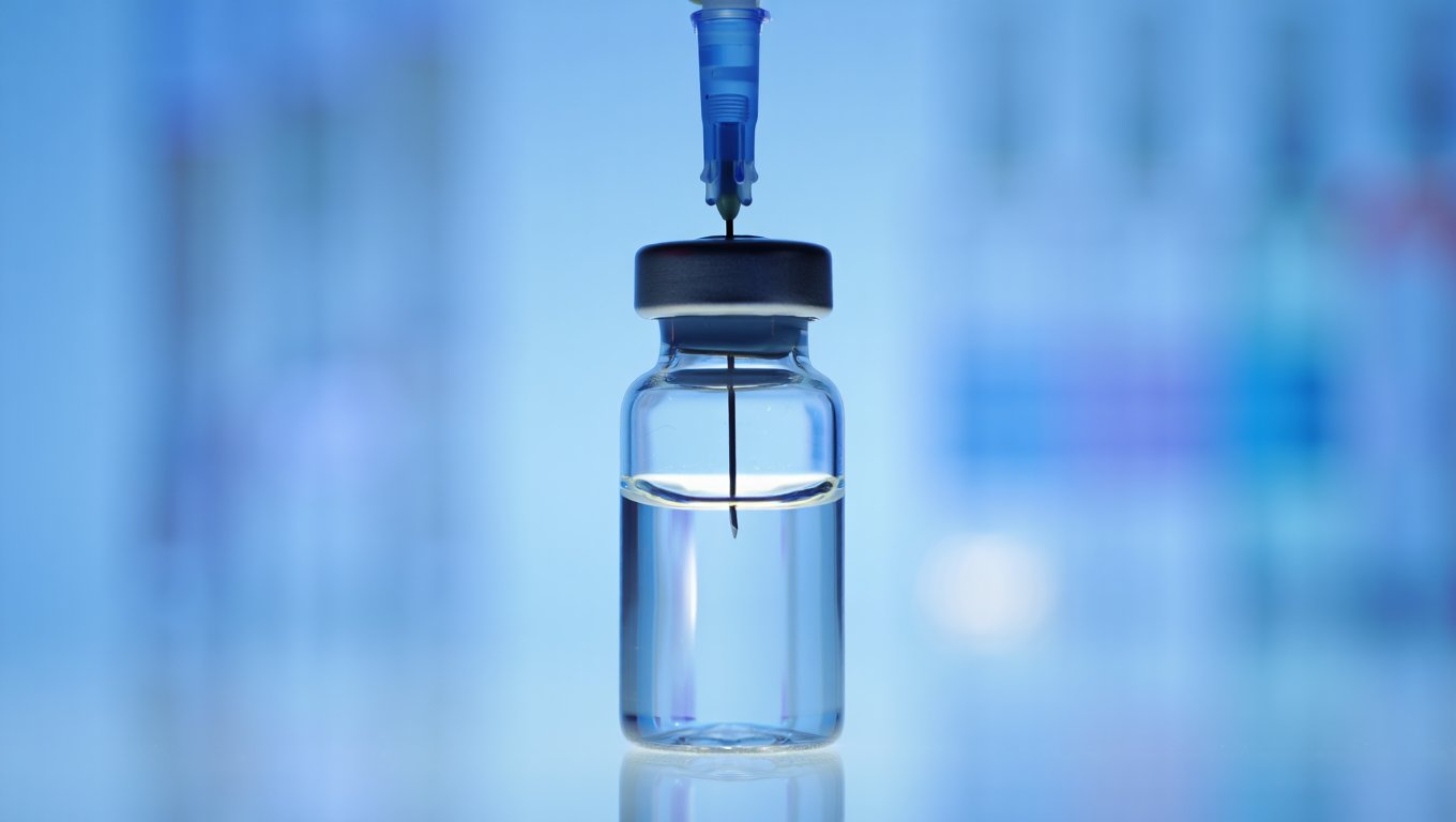 Флакон с воткнутой иглой шприца